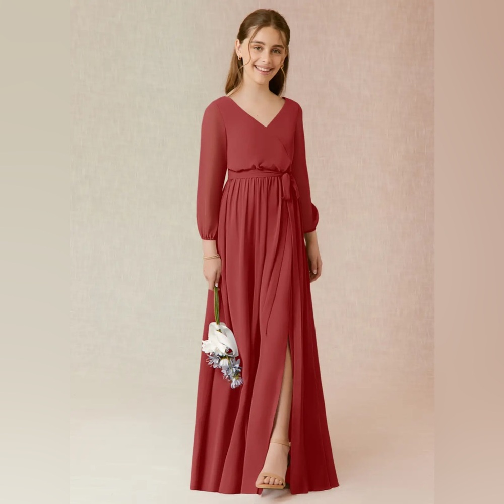 Azazie Angelica Rust Formal Kids Dress Girl Size 6